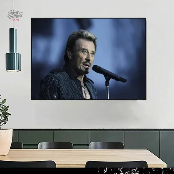 Poster Johnny Hallyday avec style rock emblématique