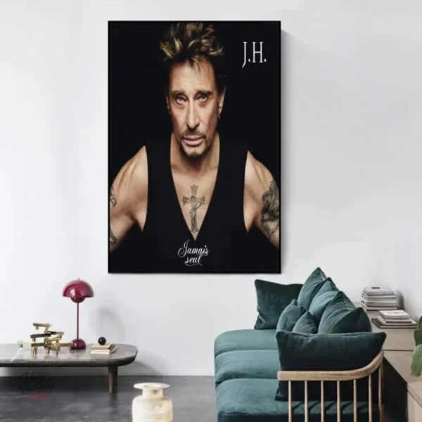 Affiche vintage de Johnny Hallyday avec une touche rétro