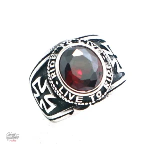Bague Johnny Hallyday Live to ride en acier inoxydable