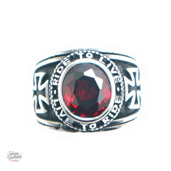 Bague en hommage à Johnny Hallyday, style biker