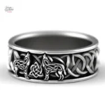 Bague avec motif de loup inspiré par Johnny Hallyday