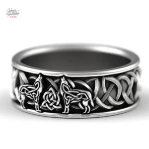 Bague avec motif de loup inspiré par Johnny Hallyday