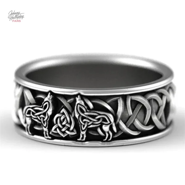 Bague avec motif de loup inspiré par Johnny Hallyday
