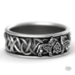 Accessoire de mode Bague nordique Johnny Hallyday design loup