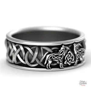 Accessoire de mode Bague nordique Johnny Hallyday design loup