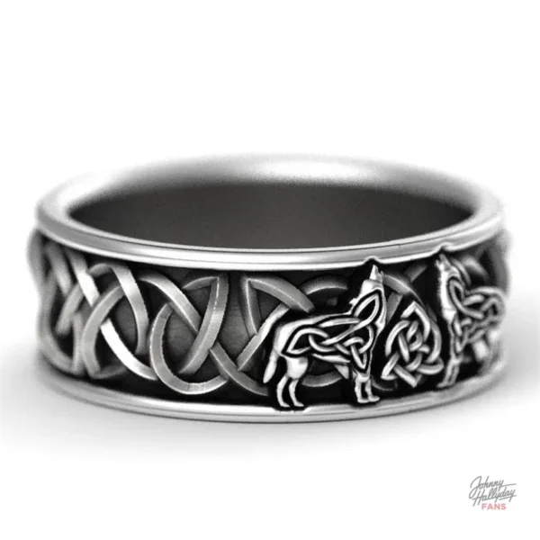 Accessoire de mode Bague nordique Johnny Hallyday design loup