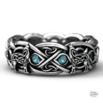 Bague Johnny Hallyday motif loup nordique modèle 2
