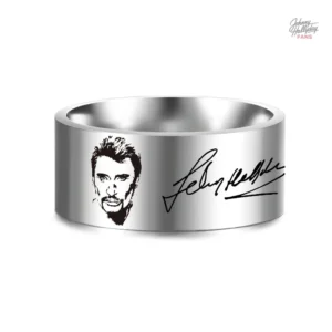 Bague Johnny Hallyday en acier inoxydable signature
