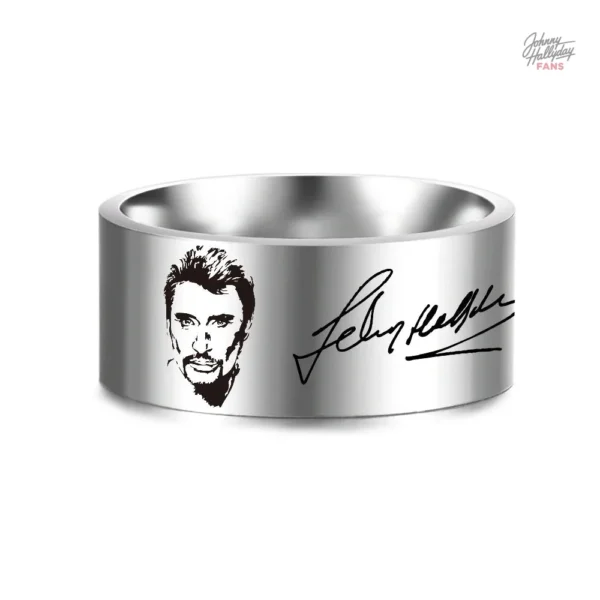 Bague Johnny Hallyday en acier inoxydable signature