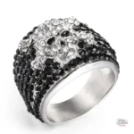 Bague Johnny Hallyday Tête de mort en zircons
