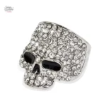 Bague Johnny Hallyday Tête de mort et zircons modèle 2