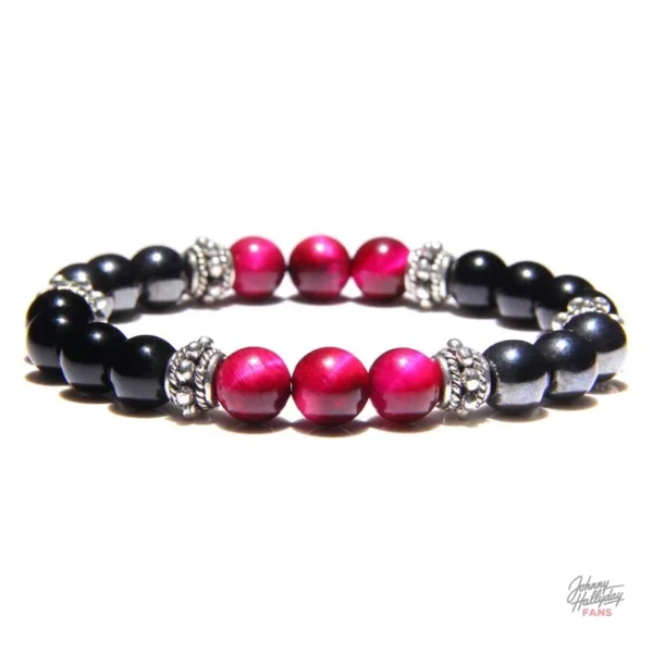 Style rock avec bracelet de perles Johnny Hallyday
