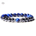 Bracelet Johnny Hallyday - Perles noires et argentées