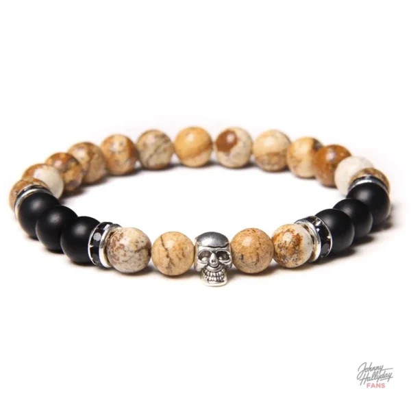 Bracelet de perles - crâne emblématique Hallyday