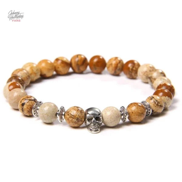 Bracelet Hallyday - perles et crâne distinctif