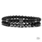 Bracelet Johnny Hallyday Crâne en perles, modèle unique