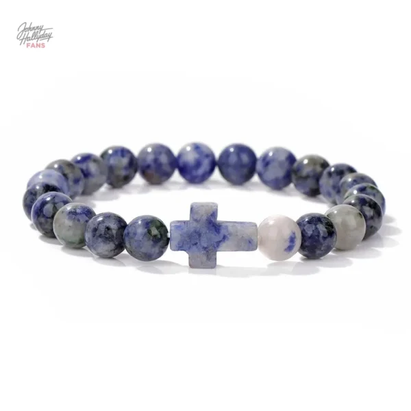 Bracelet de perles Johnny Hallyday Croix