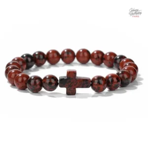 Bracelet Johnny Hallyday en perles avec croix