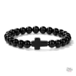 Bracelet Johnny Hallyday perles Croix modèle 2