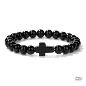 Bracelet Johnny Hallyday perles Croix modèle 2