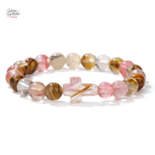 Bracelet Johnny Hallyday en perles Croix modèle 5