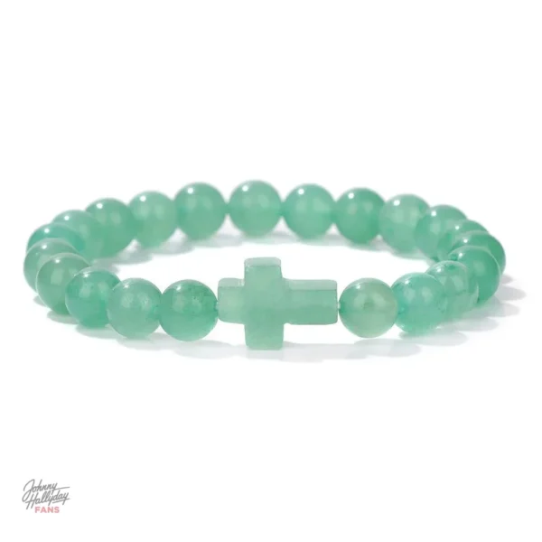 Bracelet de perles Croix Johnny Hallyday style 6