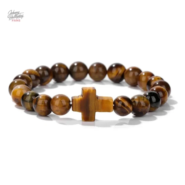 Bracelet Croix Johnny Hallyday en perles modèle 7