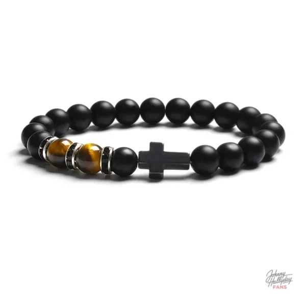 Bracelet de perles Johnny Hallyday Croix