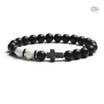 Bracelet de perles Croix, hommage à Johnny Hallyday