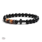 Bracelet Johnny Hallyday, perles et croix