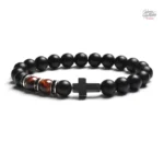 Bracelet croix en perles, influence Johnny Hallyday
