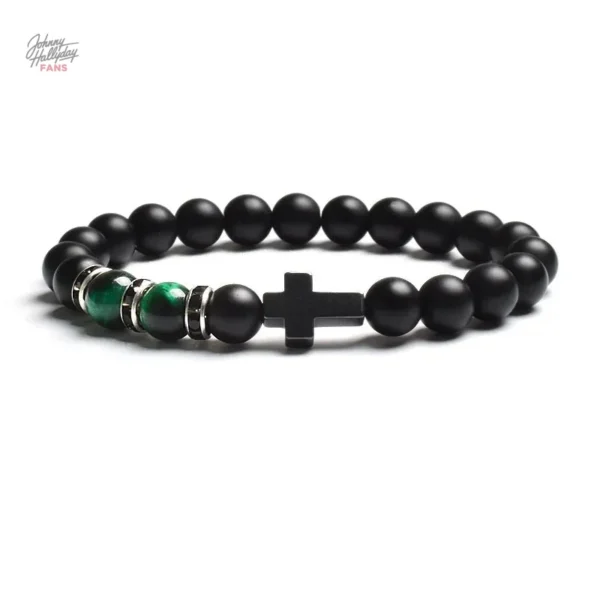 Bracelet de perles Johnny Hallyday Croix - vue 2