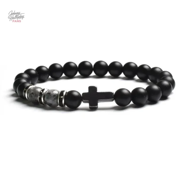 Bracelet de perles Johnny Hallyday Croix - vue 3