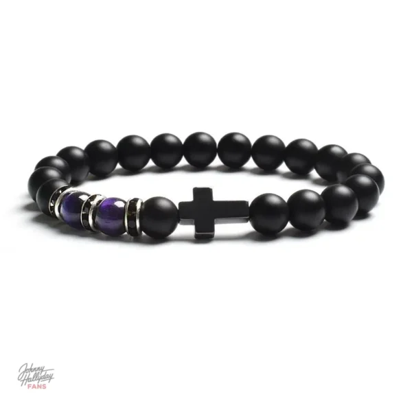 Bracelet de perles Johnny Hallyday Croix - vue 4