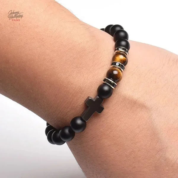 Bracelet de perles Johnny Hallyday Croix - vue 6