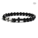Bracelet croix Johnny Hallyday en perles
