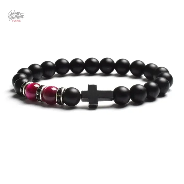 Bracelet tendance Johnny Hallyday, croix