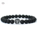 Bracelet de perles Johnny Hallyday avec croix