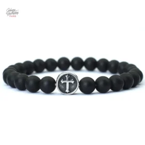 Bracelet de perles Johnny Hallyday avec croix