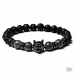Modèle Loup - bracelet perles, style Johnny Hallyday