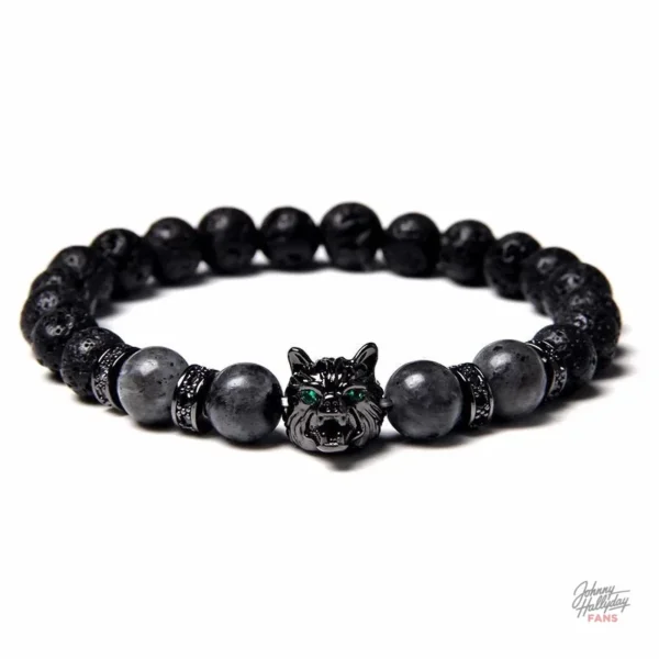 Modèle Loup - bracelet perles, style Johnny Hallyday
