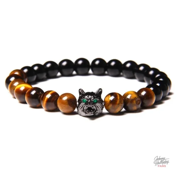 Bracelet Johnny Hallyday Loup, design en perles