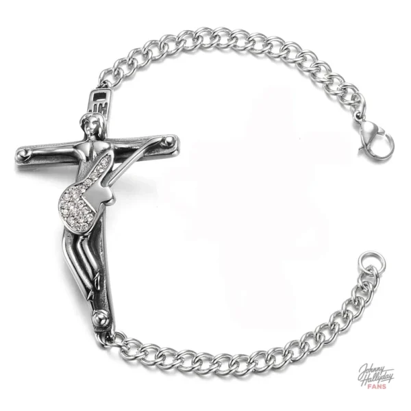 Modèle de bracelet Johnny Hallyday avec croix
