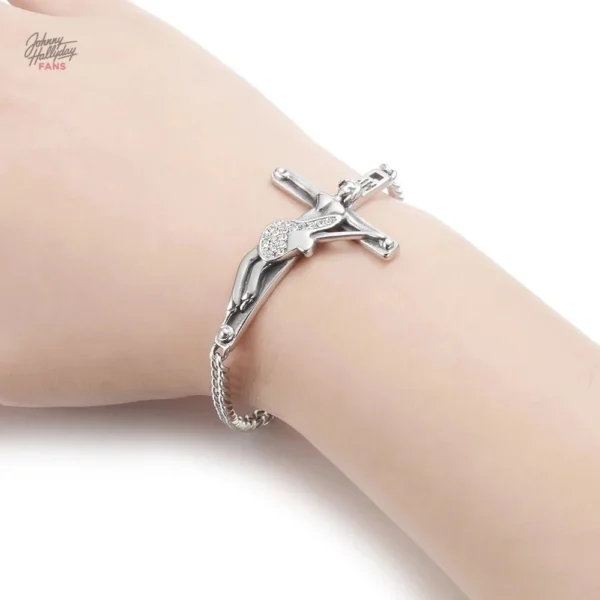 Variété de bracelets Johnny Hallyday avec croix et guitare