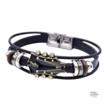 Bracelet en cuir guitare Johnny Hallyday - Modèle noir