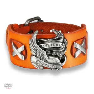 Bracelet Johnny Hallyday - modèle Live to ride en cuir