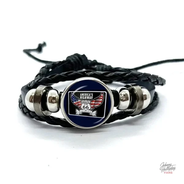 Bracelet Route 66 Johnny Hallyday en cuir
