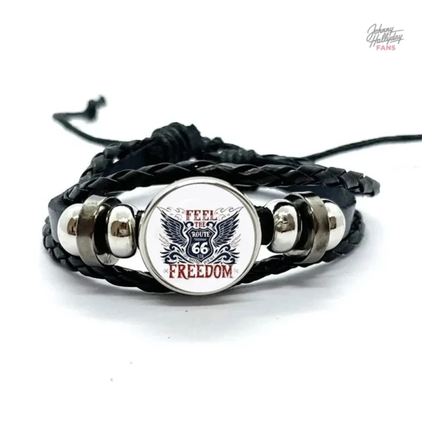 Bracelet en cuir Johnny Hallyday - Route 66