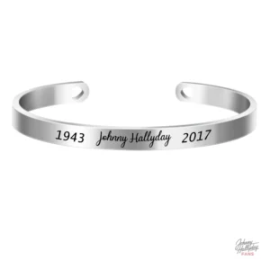 Bracelet Johnny Hallyday - Variante en cuir noir