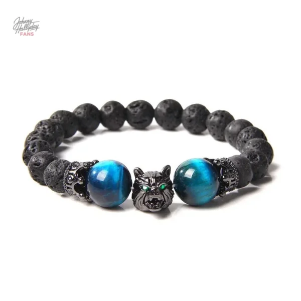 Bracelet Loup en perles, hommage Johnny Hallyday